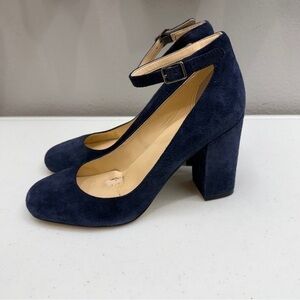 Ivanka Trump Navy Suede Block Heels